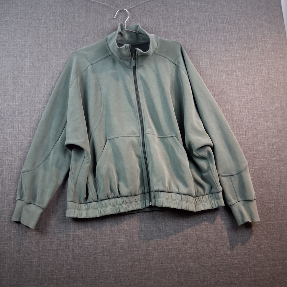 Lululemon Softstreme Full Zip Jacket Sage Green Oversized Mock Neck Track